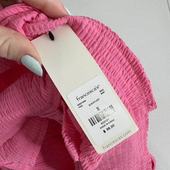 Mi Ami Francesca's Dress Womens Small Pink Ruffle Flutter Sleeve Open Back Prep - Picture 7 of 14